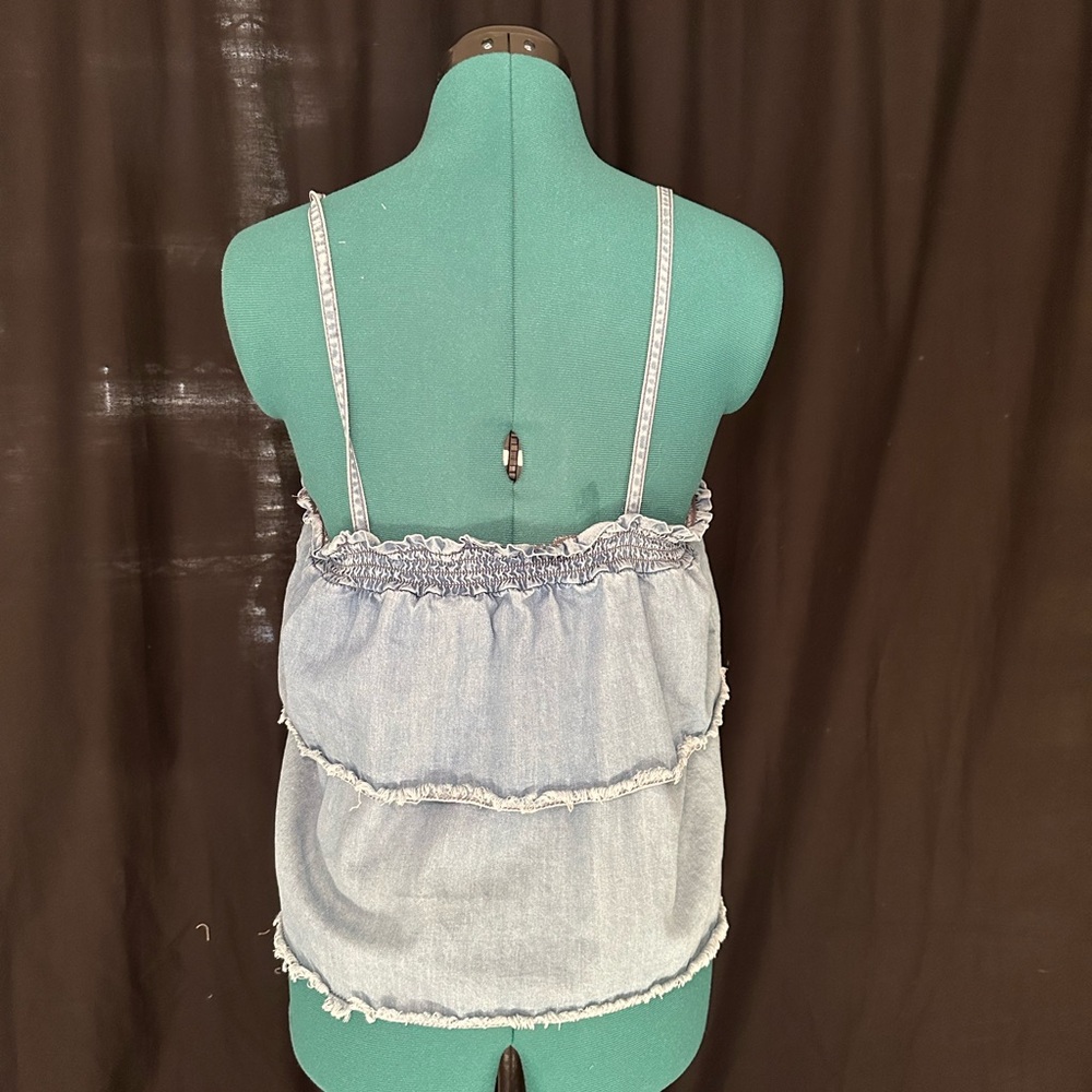 Denim Blue Ruffle Top - Picture 4 of 4